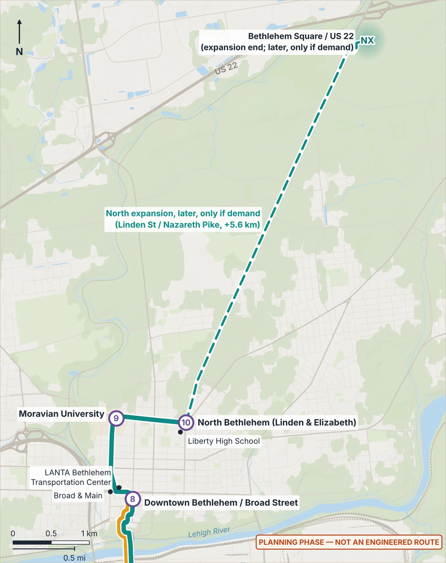 Map of the northern section with the expansion to Bethlehem Square