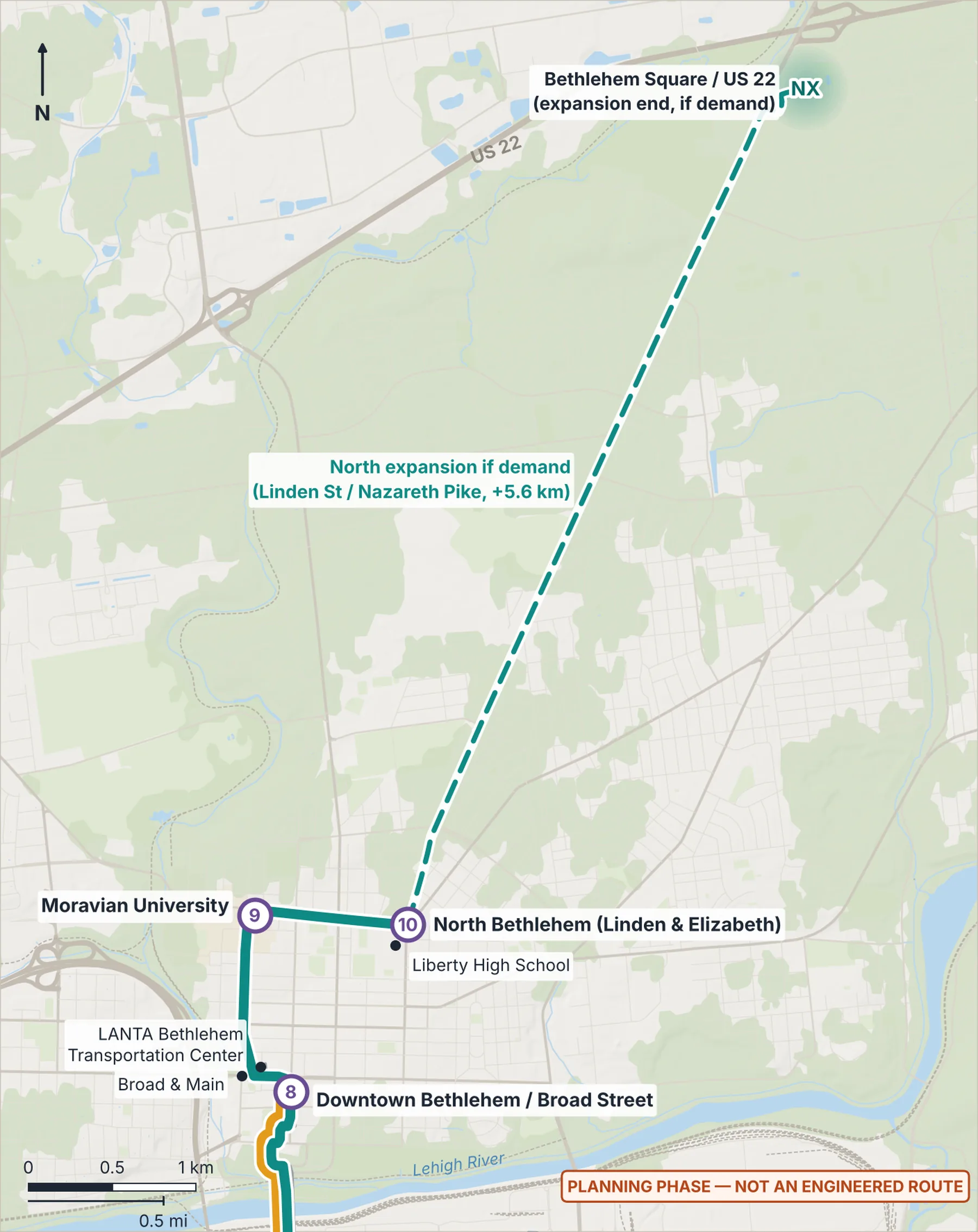 Map of the northern section