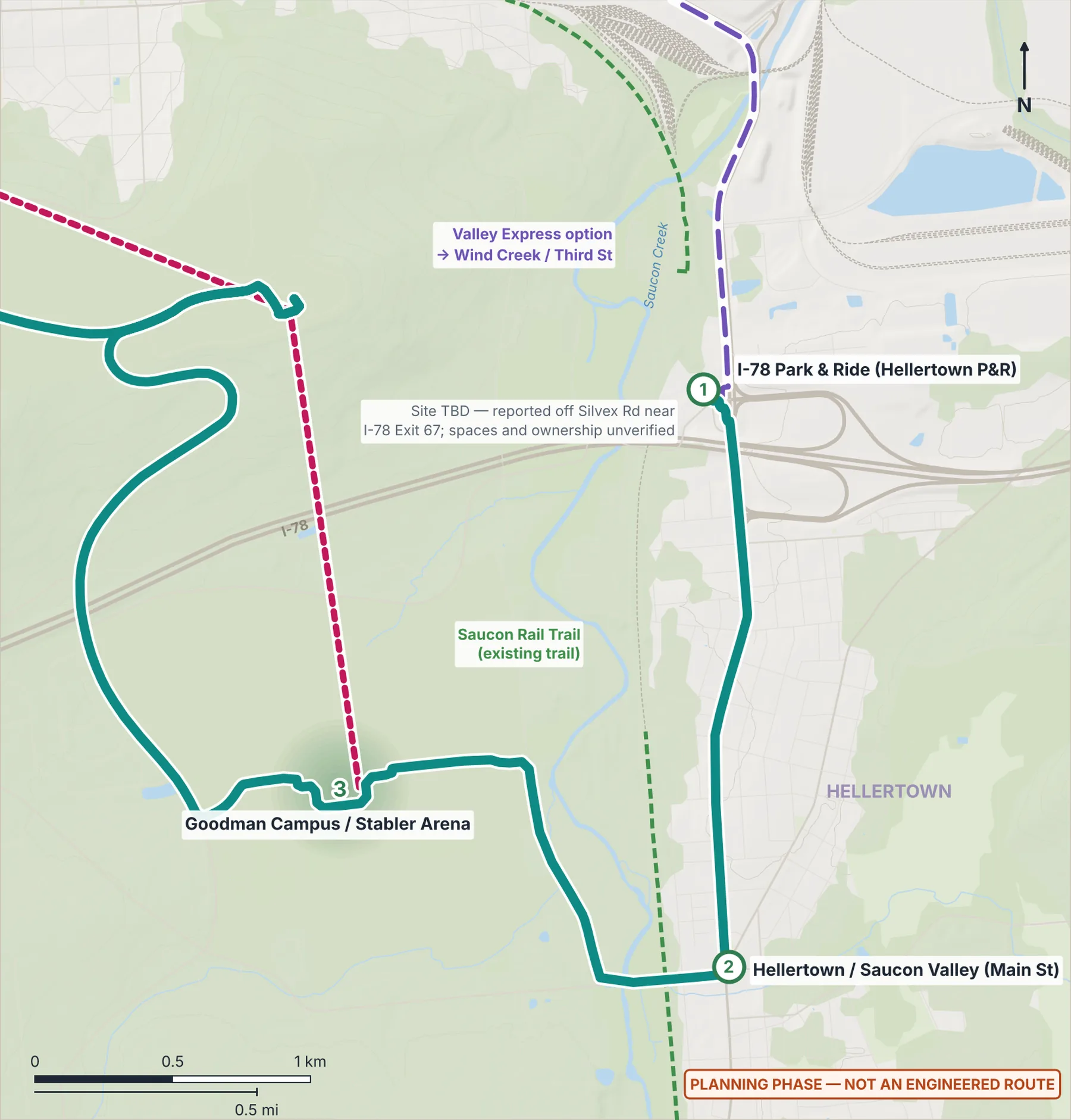 Map of the southern section around Hellertown